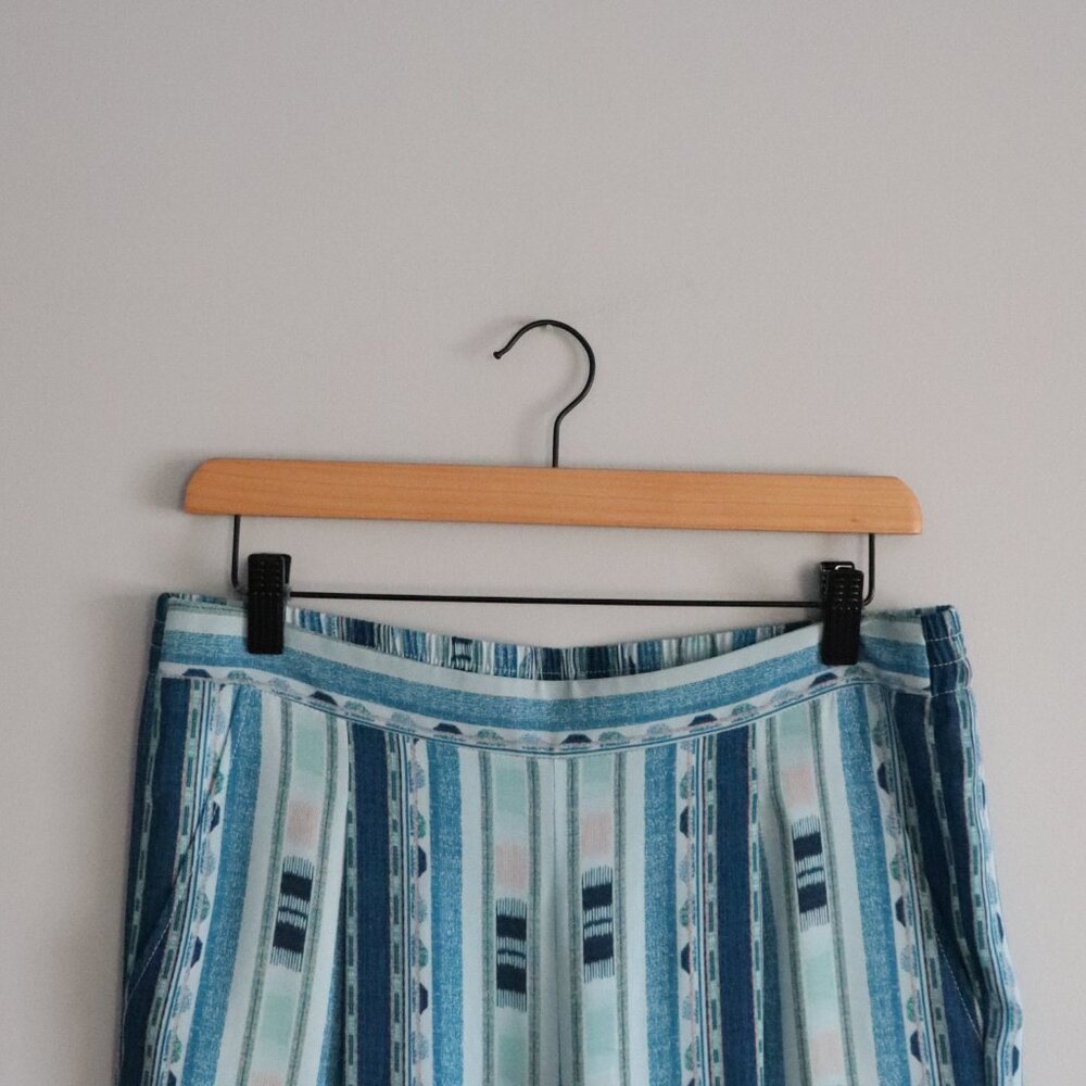 BCBG MaxAzria Cedric Ikat Vertical Striped Crop High Rise Summer Trouser Pants M - Picture 4 of 12